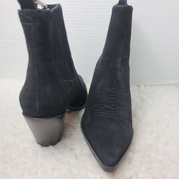 Paige Laney Women's Ankle Bootie Size 6 Black Suede Western Cowboy Boots - Picture 6 of 12